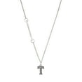 thumbnail image 1 of Delight Jewelry Black Nickeltone Crystal Initial - T - Beaded Border - Silvertone Class of 2026 Delicate Bar Necklace, 18.75", 1 of 4