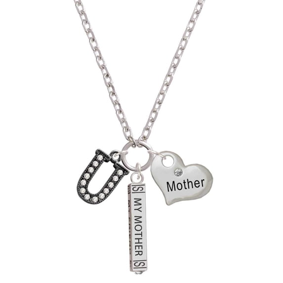 Delight Jewelry Black Nickeltone Crystal Initial - U - Beaded Border - Always My Mother Bar Zoe Necklace