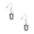 thumbnail image 1 of Delight Jewelry Black Nickeltone Crystal Initial - U - Beaded Border - Gold Tone Infinity French Earrings, 1 of 4