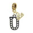 Delight Jewelry Black Nickeltone Crystal Initial U Beaded Border
