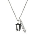 thumbnail image 1 of Delight Jewelry Black Nickeltone Crystal Initial - U - Beaded Border - Silvertone Always My Sister Bar Charm Necklace, 23", 1 of 4