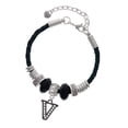 thumbnail image 1 of Delight Jewelry Black Nickeltone Crystal Initial - V - Beaded Border - Sister Celtic Knot Leather Bead Bracelet, 7"+2" Extender, 1 of 4