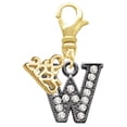thumbnail image 1 of Delight Jewelry Black Nickeltone Crystal Initial - W - Beaded Border - Gold-tone Clip on Charm with Mini Year 2025, 1 of 4
