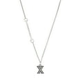 thumbnail image 1 of Delight Jewelry Black Nickeltone Crystal Initial - X - Beaded Border - Silvertone Class of 2026 Delicate Bar Necklace, 18.75", 1 of 4