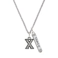 thumbnail image 1 of Delight Jewelry Black Nickeltone Crystal Initial - X - Beaded Border - Silvertone Family Bar Charm Necklace, 23", 1 of 1
