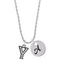 thumbnail image 1 of Delight Jewelry Black Nickeltone Crystal Initial - Y - Beaded Border - Silvertone Script Initial Disc - A - Charm Necklace, 20"+3", 1 of 4