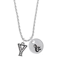 thumbnail image 1 of Delight Jewelry Black Nickeltone Crystal Initial - Y - Beaded Border - Silvertone Script Initial Disc - & - Charm Necklace, 20"+3", 1 of 4