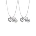 thumbnail image 1 of Delight Jewelry Black Nickeltone Crystal Open Heart Mother & Daughter Heart Necklaces (Set of 2), 19"+2", 1 of 4