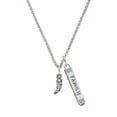 thumbnail image 1 of Delight Jewelry Black Nickeltone Small AB Crystal Sabre Tooth Silvertone Family Bar Charm Necklace, 23", 1 of 1