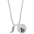 thumbnail image 1 of Delight Jewelry Black Nickeltone Small AB Crystal Sabre Tooth Silvertone Script Initial Disc - & - Charm Necklace, 20"+3", 1 of 4