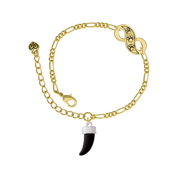 Delight Jewelry Black Sabre Tooth Gold-tone Paw Infinity Link Chain Bracelet, 6"+2" Extender