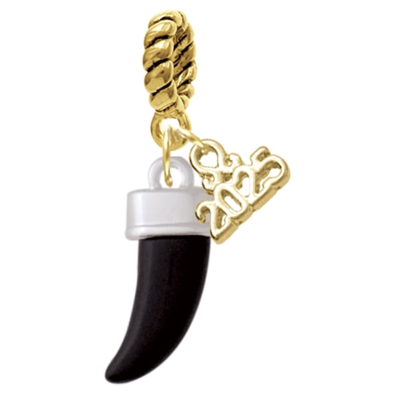Delight Jewelry Black Sabre Tooth - Gold-tone Rope Charm Bead Dangle with Mini 2025