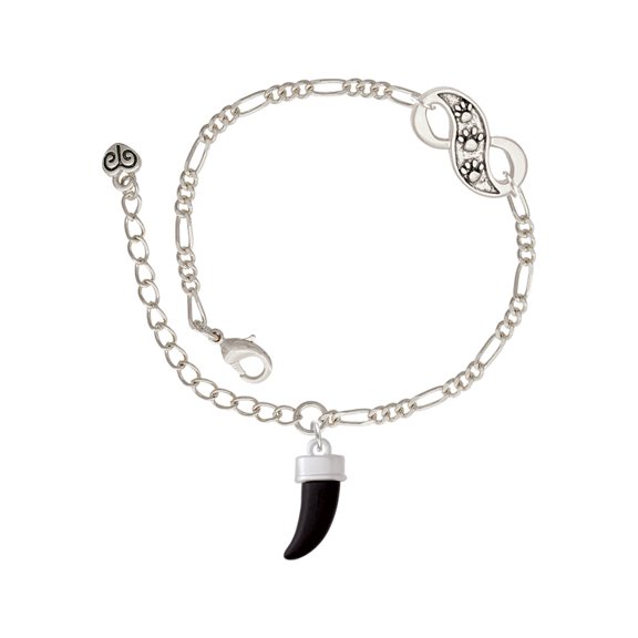 Delight Jewelry Black Sabre Tooth Silver-tone Paw Infinity Link Chain Bracelet, 6"+2" Extender