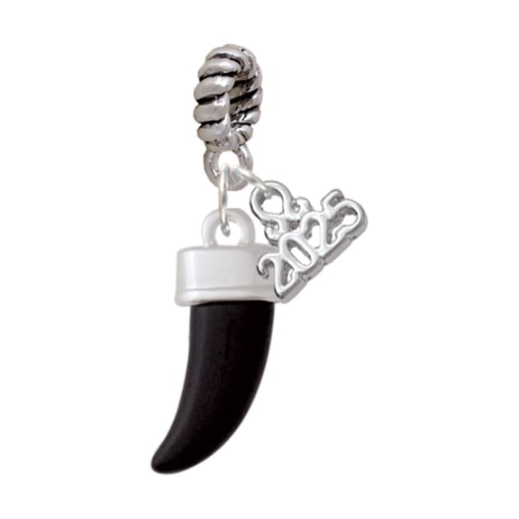 Delight Jewelry Black Sabre Tooth - Silver-tone Rope Charm Bead Dangle with Mini 2025