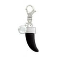 thumbnail image 1 of Delight Jewelry Black Sabre Tooth - Silvertone Clip on Charm with Clear Crystal Drop, 1 of 4