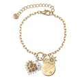 thumbnail image 1 of Delight Jewelry Brown Giraffe Print Heart with Nurse Hat Goldtone Discover Dream Explore Zoey Charm Bracelet, 6.5+2" Extender, 1 of 1