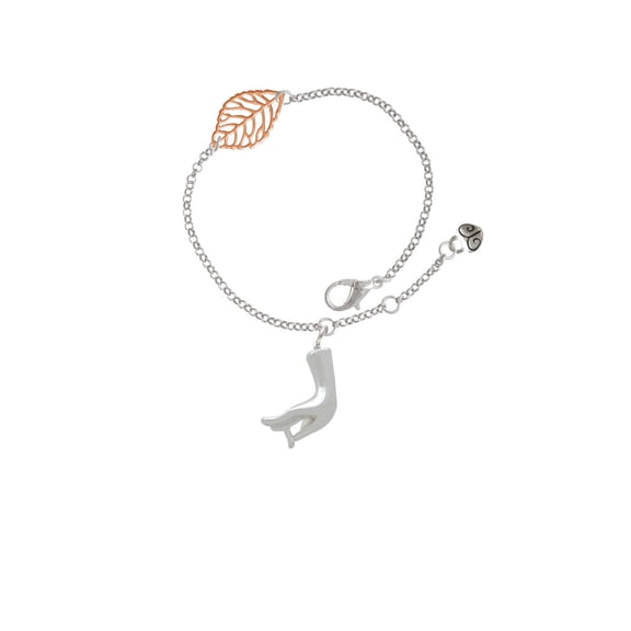 Delight Jewelry Buddha Hand (Charity & Compassion) - Rose Goldtone Leaf Delicate Bracelet, 6.25+1.75"