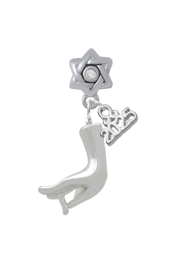 Buddha Hand (Charity & Compassion) - Silver-tone Clear Star of David Charm Bead Dangle with Mini 2025