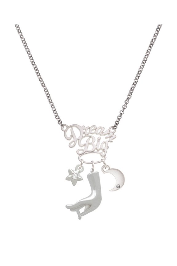 Buddha Hand (Charity & Compassion) Silvertone Dream Big Pendant Necklace, 25"