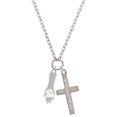 thumbnail image 1 of Delight Jewelry Buddha Hand (Reasoning & Teaching) Everlasting Love Engraved Cross Zoey Necklace, 28", 1 of 4