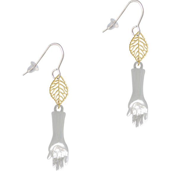 Delight Jewelry Buddha Hand (Reasoning & Teaching) Goldtone Leaf French Earrings