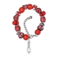 thumbnail image 1 of Delight Jewelry Buddha Hand (Reasoning & Teaching) Red Paw Print Bead Bracelet, 7"+2", 1 of 4