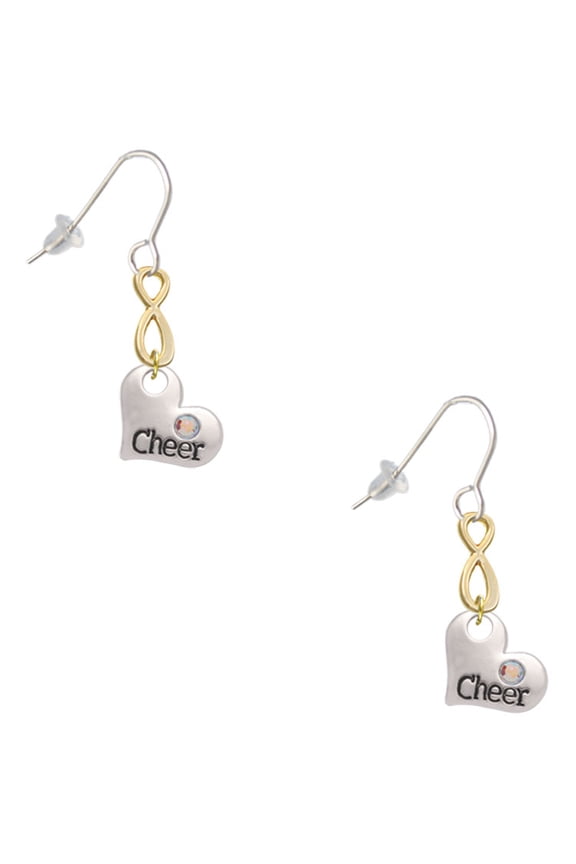 Cheer Heart with AB Crystal Gold Tone Infinity French Earrings