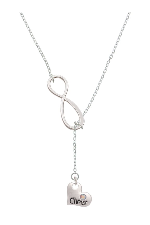 Cheer Heart with AB Crystal Silver tone Elegant Infinity Lariat Necklace