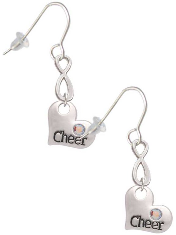 Cheer Heart with AB Crystal Silver tone Infinity French Earrings