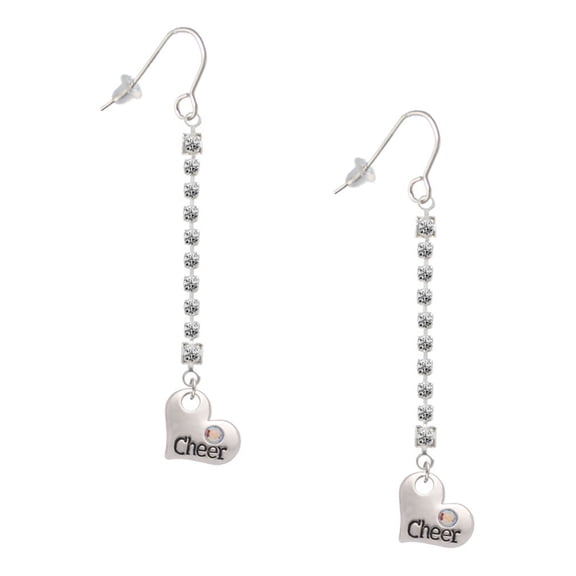 Delight Jewelry Cheer Heart with AB Crystal - Silver-tone Long Sparkle Dangle French Earrings