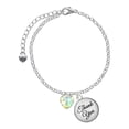 thumbnail image 1 of Delight Jewelry Clear AB Crystal Heart - Domed Thank You Charm Bracelet, 6"+2", 1 of 5