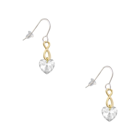 Delight Jewelry Clear Crystal Heart Gold Tone Infinity French Earrings