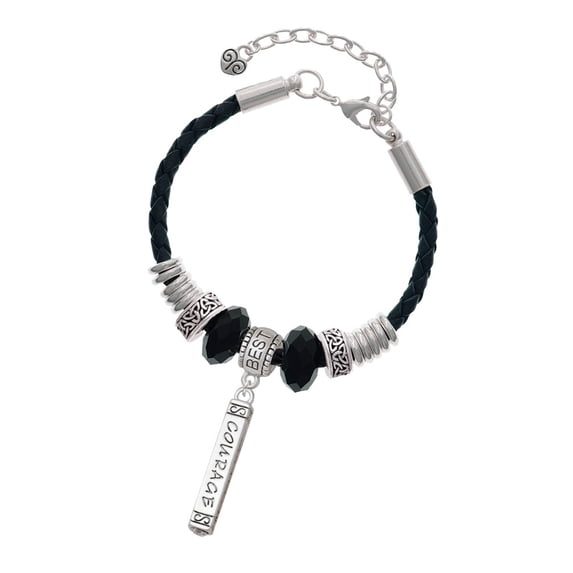 Delight Jewelry Courage Strength Wisdom Honesty - Bar Best Friend Celtic Knot Leather Bead Bracelet, 7"+2" Extender