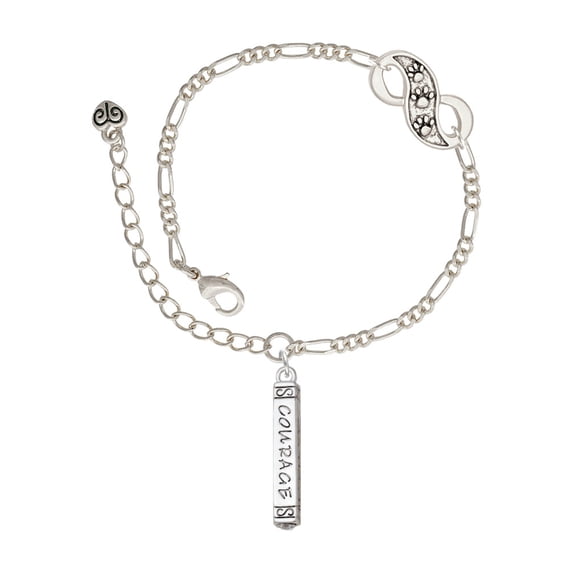 Delight Jewelry Courage Strength Wisdom Honesty - Bar Silver-tone Paw Infinity Link Chain Bracelet, 6"+2" Extender