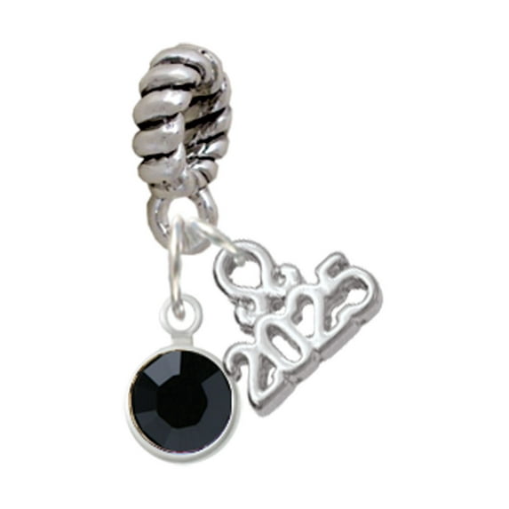 Delight Jewelry Crystal Black Channel Drop - Silver-tone Rope Charm Bead Dangle with Mini 2025