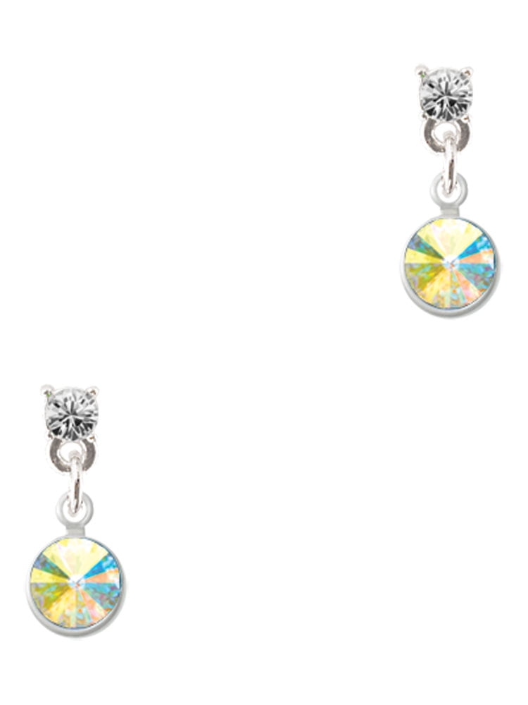 Delight Jewelry Crystal Clear AB Channel Drop Clear Crystal Post Earrings