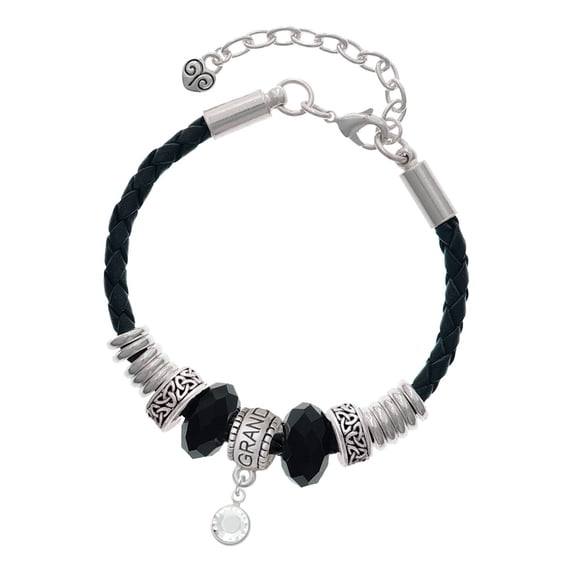 Delight Jewelry Crystal Clear Channel Drop Granddaughter Celtic Knot Leather Bead Bracelet, 7"+2" Extender