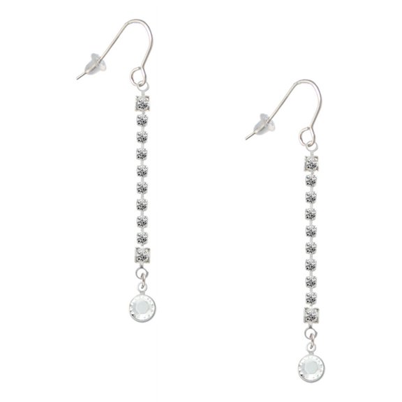 Delight Jewelry Crystal Clear Channel Drop - Silver-tone Long Sparkle Dangle French Earrings