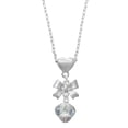 thumbnail image 1 of Delight Jewelry Crystal Faceted Glass Spinner Silver tone Bow Heart Necklace, 1 of 4