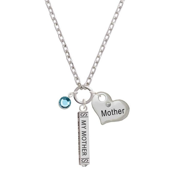 Delight Jewelry Crystal Hot Blue Channel Drop Always My Mother Bar Zoe Necklace
