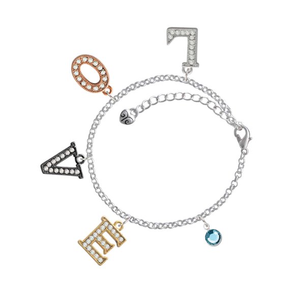Delight Jewelry Crystal Hot Blue Channel Drop Multi-Colored Crystal Love Charm Bracelet