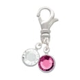thumbnail image 1 of Delight Jewelry Crystal Hot Pink Channel Drop - Silvertone Clip on Charm with Clear Crystal Drop, 1 of 4