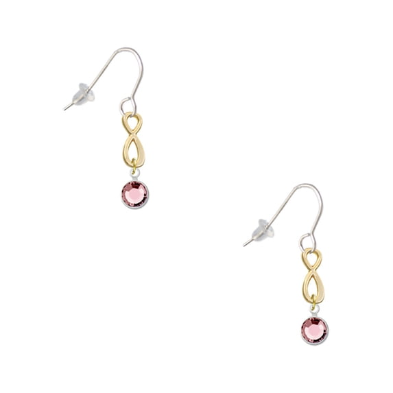Delight Jewelry Crystal Light Pink Channel Drop Gold Tone Infinity French Earrings