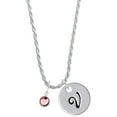 thumbnail image 1 of Delight Jewelry Crystal Light Pink Channel Drop Silvertone Script Initial Disc - V - Charm Necklace, 20"+3", 1 of 4