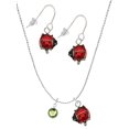 thumbnail image 1 of Delight Jewelry Crystal Lime Green Channel Drop Red Lucky Ladybug Necklace and Dangle Earrings Set, 1 of 6