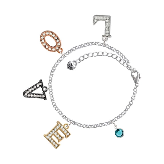 Delight Jewelry Crystal Teal Channel Drop Multi-Colored Crystal Love Charm Bracelet