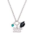 thumbnail image 1 of Delight Jewelry December - Teal Crystal Bicone - Silvertone Class of 2026 Graduation Zoey Charm Necklace, 28", 1 of 4
