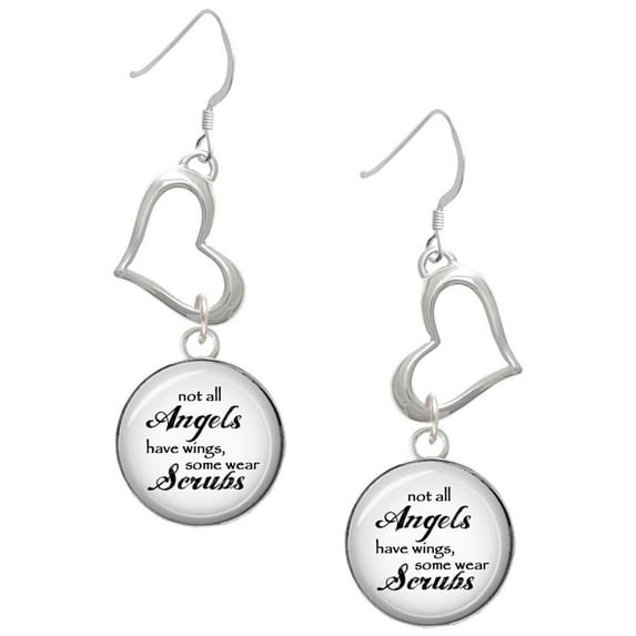 Delight Jewelry Domed Angels Wear Scrubs Open Heart French Earrings