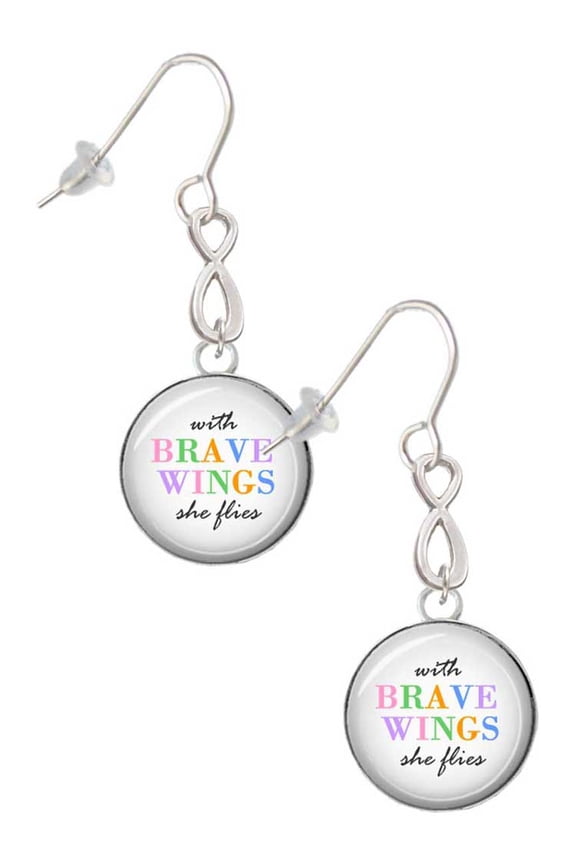 Domed Brave Wings Silver tone Infinity French Earrings