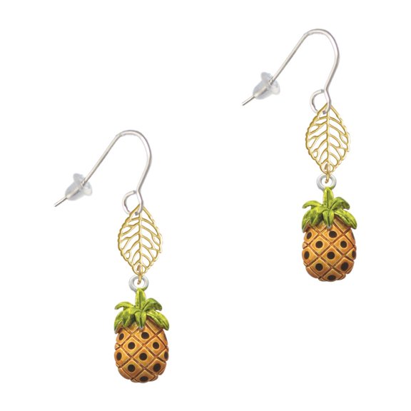 Delight Jewelry Enamel Pineapple Goldtone Leaf French Earrings